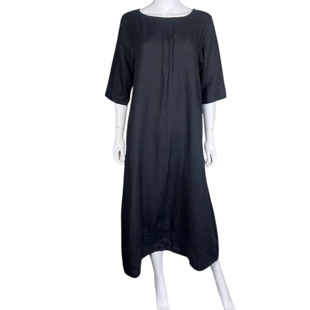 Bryn Walker Lagenlook Black Light Linen Midi Dress - Picture 6 of 12
